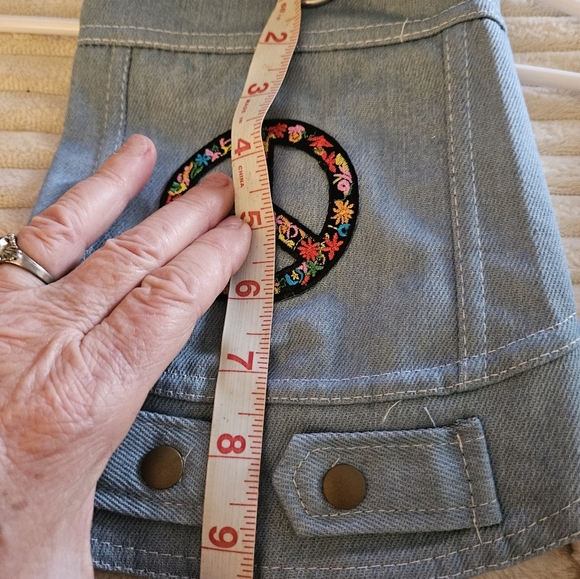 Denim Dog Jacket with Peace Sign Patch - Picture 2 of 2